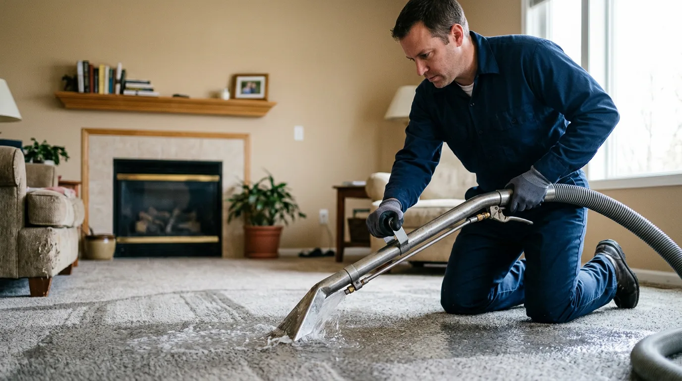 Water damage restoration technician working near Tehachapi, CA